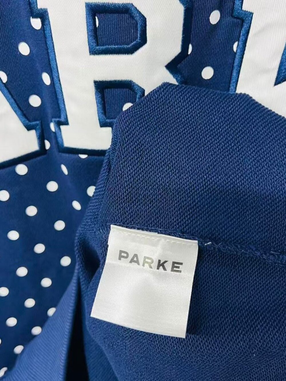 PARKE Blue Polka Dot Mock Neck Sweatshirt - Picture 5 of 6